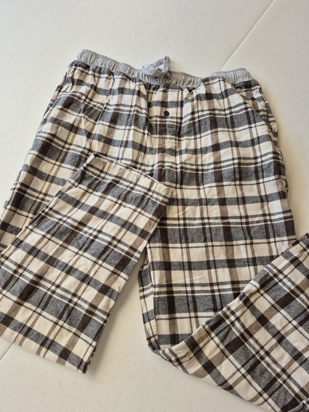 Eddie Bauer Plaid Pajama Pants in Brown and Cream